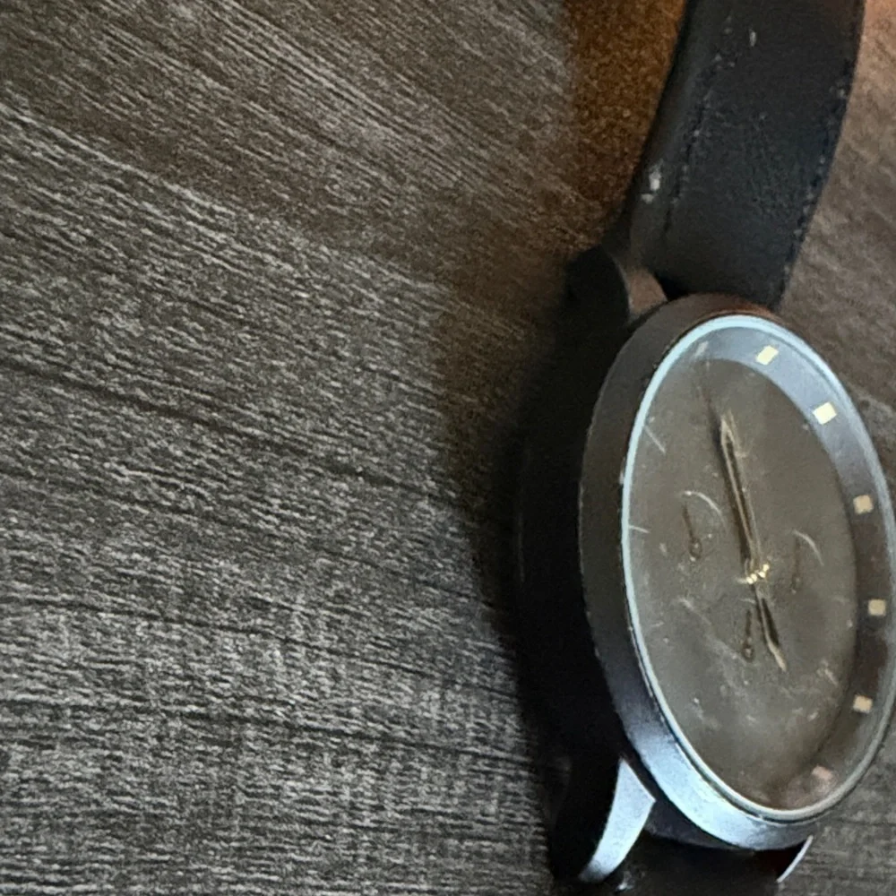 Black Vegan Leather with Gray Face Watch